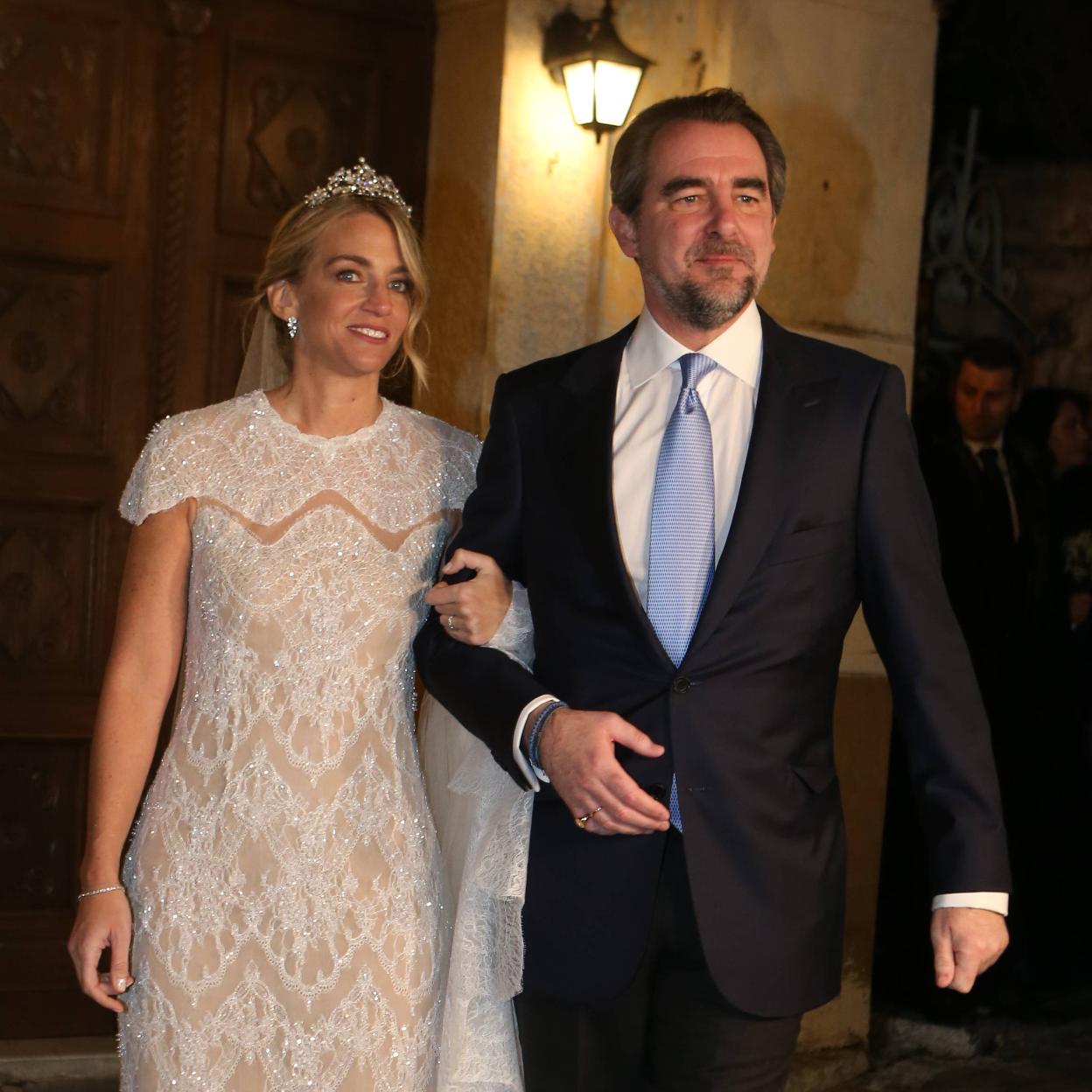 Nicolás de Grecia y Chrysi Vardinogiannis, recién casados en la iglesia de San Nicolás de Rangava de Atenas. /GTRES