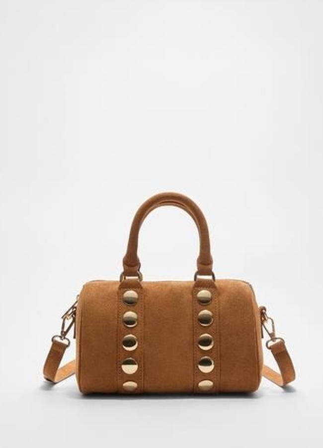 Bolso bowling de ante con tachas