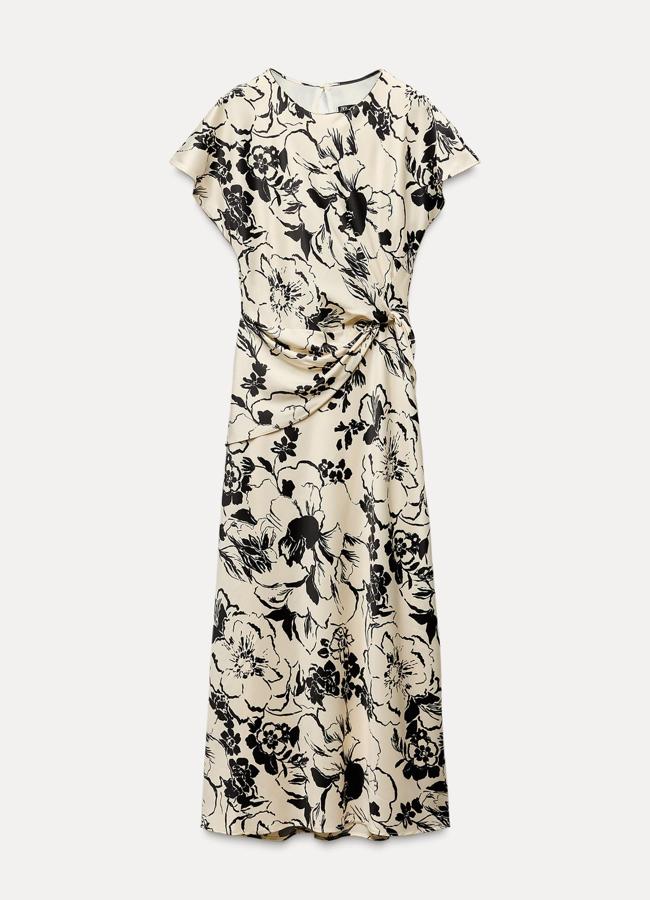 Vestido midi estampado satinado de Zara (39,95€)