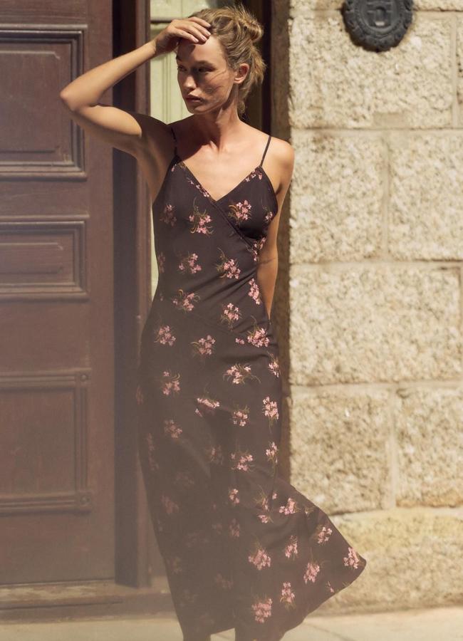 Vestido midi lencero con floral print