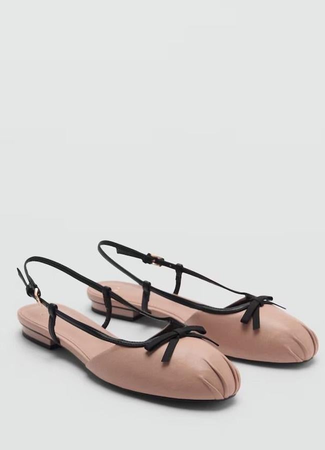 Bailarinas slingback con lazos tono rosa