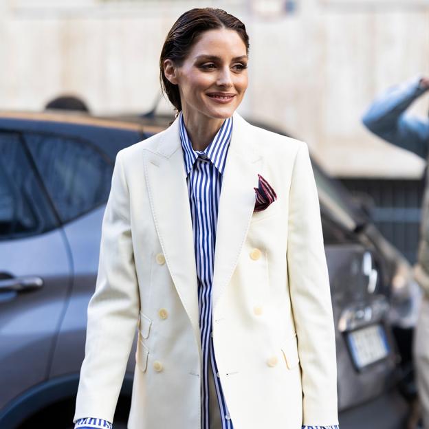 Olivia Palermo con camisa masculina