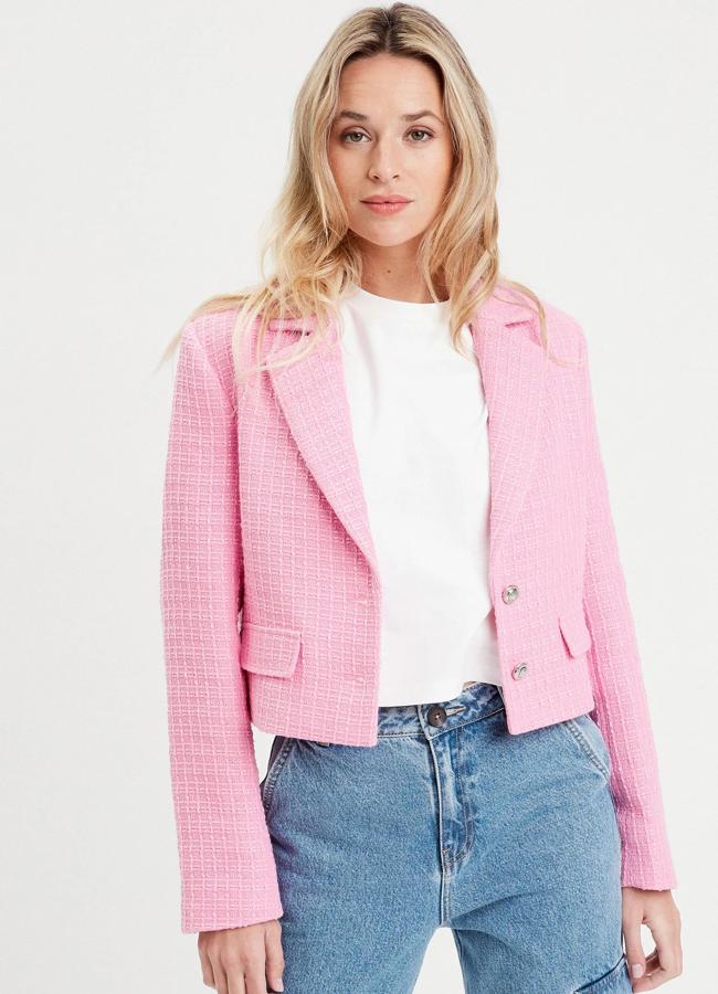 Chaqueta de tweed crop rosa