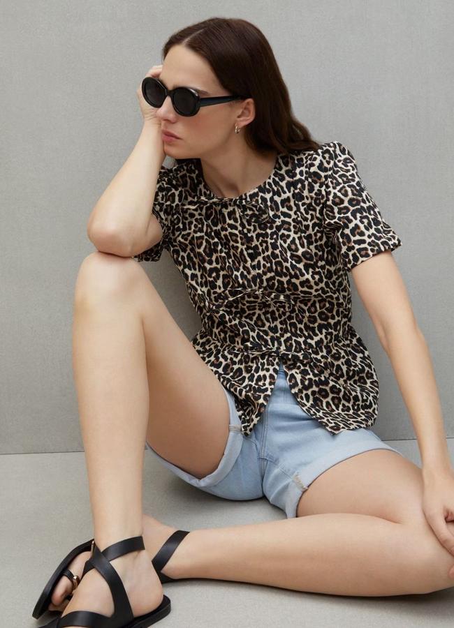 Blusa animal print con lazos